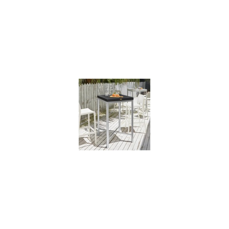 Mesa Russ Alta 68x68 cm resina patron tipo ratan