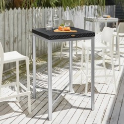 Mesa Russ Alta 68x68 cm resina patron tipo ratan