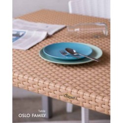 Mesa Oslo para exterior 95x95 en resina patron ratan