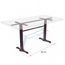Base pedestal doble poste para mesa de 80x120 cm